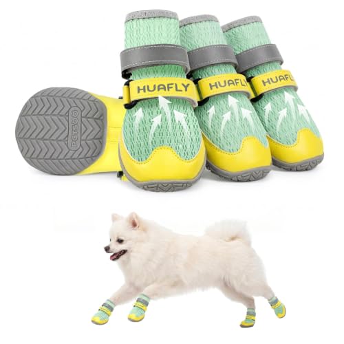 Dog Shoes Anti (Green-breathable-4pcs / Size 2（Width 1.77 inch）for 12.1-18.7 lbs)