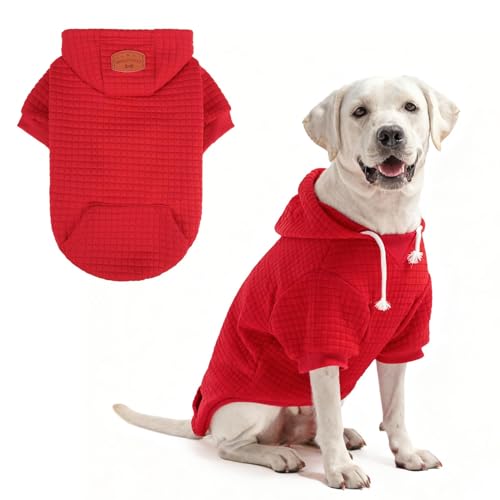 Dog Hoodies Sweater for Large Dogs (Red / XL (Back: 24",Chest: 34", Neck: 21"))