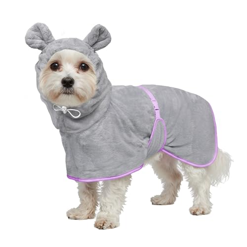 Dog Bathrobe Super Absorbent Towel Robe (Grey / Medium)