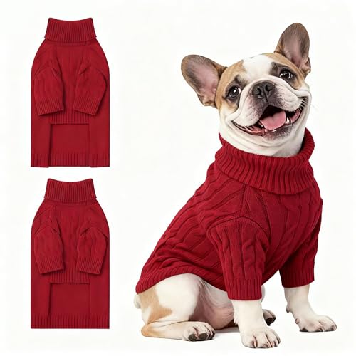 Small Dog Thermal Pullover Sweater (Red(Order One Size Up) / Large)