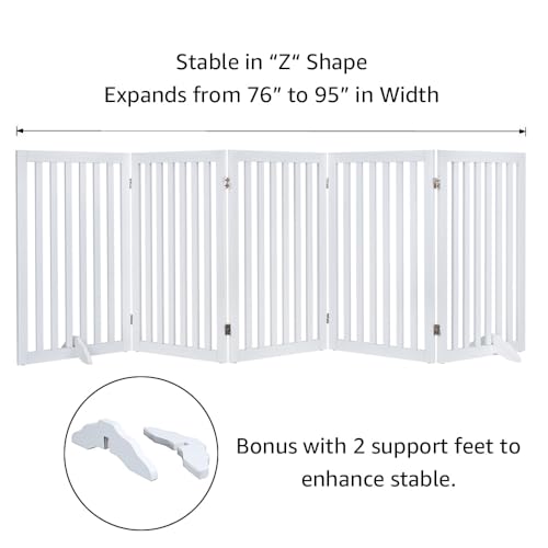 36”H Free Standing Pet Gate for Dog Cat (White / 100"W×36"H)
