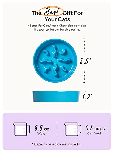 Ceramic Slow Feeder Dog Bowls Small Breed (Blue / S-0.5 Cups)