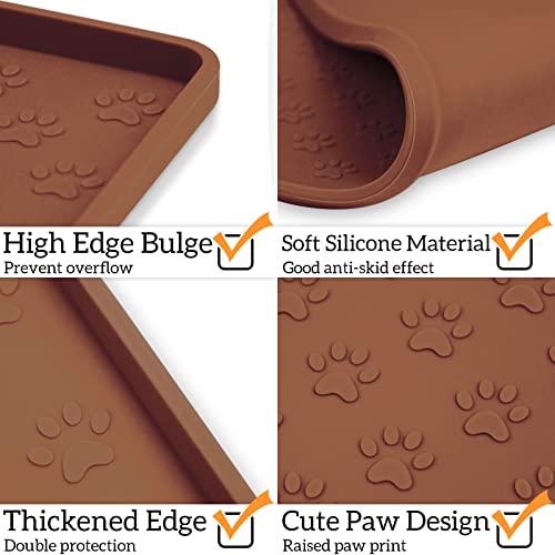 Pet Placemat for Dog and Cat (18"L x 12"W / Brown)