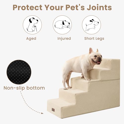 Dog Stairs for High Beds 22.6" H (Beige / 5-Step 22.6" H)