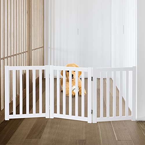 Wooden Free Standing Dog Gate 60" W x 24" H (White / 60"W x 24"H)