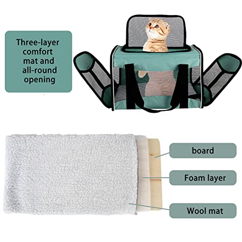 Cat Dog Carriers Soft (green / 17.0"L x 11.0"W x 11.0"H)