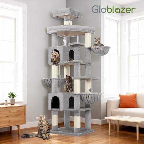 82in Extra Large Cat Tree Tower for Indoor Cats Large Adult (82inch / Light Grey)