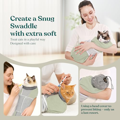 Cat Grooming Wrap for Cutting Nails (L: ( 18-24LB ) / Green)