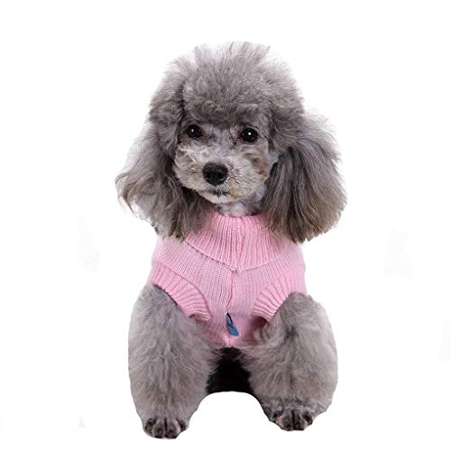Dog Sweater Soft Warm Turtleneck Knitted Clothes for Small Medium Large Pet (Pink / Medium)