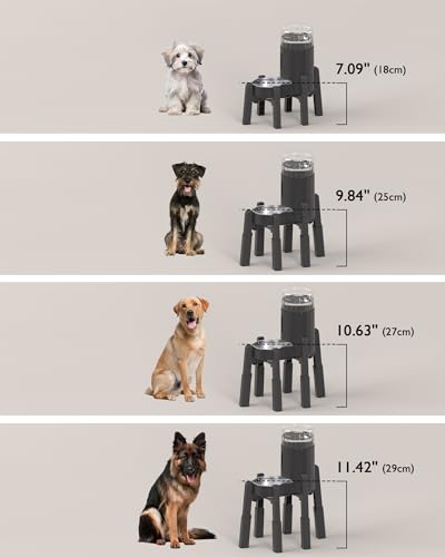 Dog Water Dispenser Stand (H: 7.09-11.42''; W: 6.1 x 9.8'' - 8.5 x 14.57'')