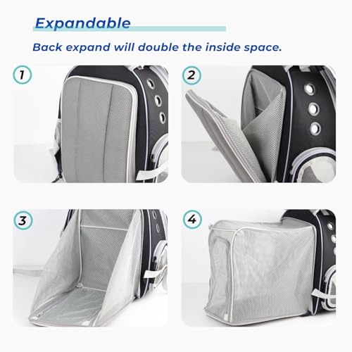 Cat Carrier Backpack (Square Back Expandable-Black)