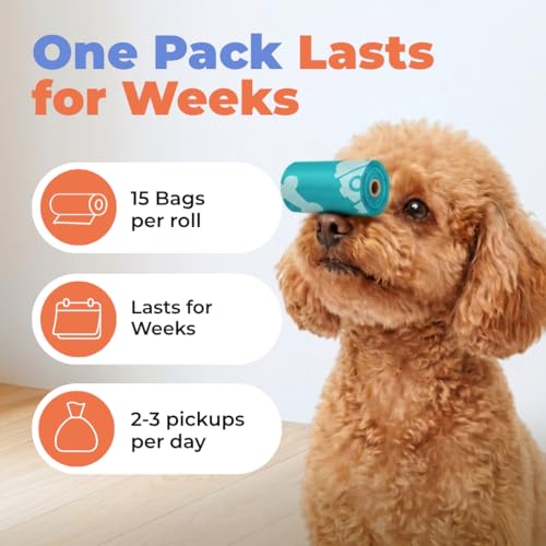 Poop Bags for Dogs (Turquoise / 360 Bags)