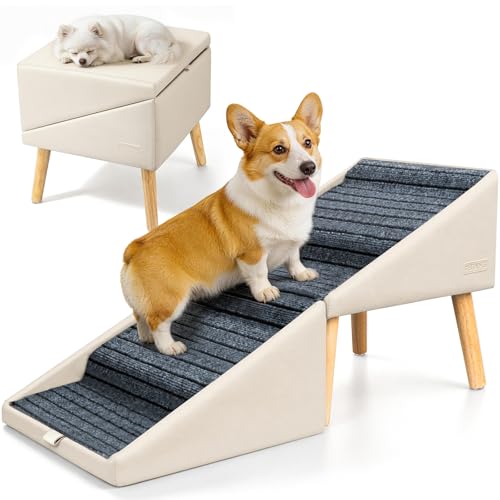 17" H Dog Stairs for Small Dogs (Beige / 17" H)