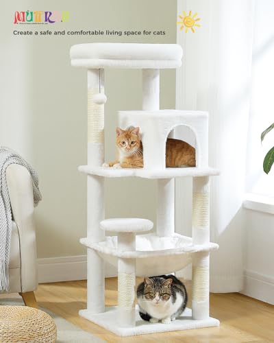 45.7" Cat Tree with Hammock (White / 45.7in)