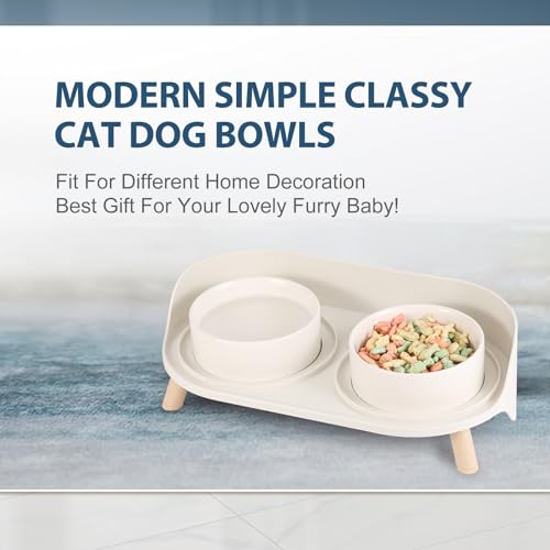 Elevated Dog Bowls Ceramic (White / Small)