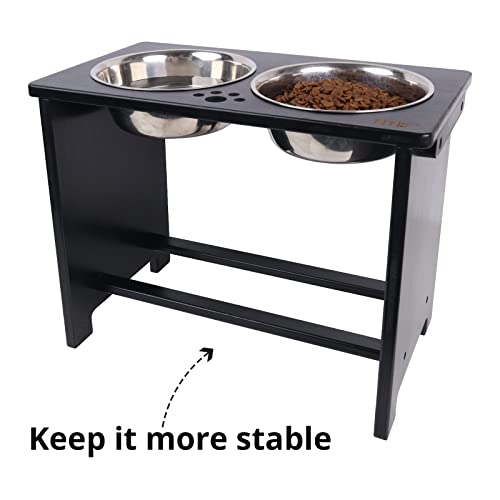 Elevated Dog Bowl Stand with 2 Stainless Steel Bowls (X large-14"tall,48 Oz bowl / Black)