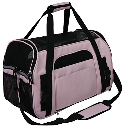 Soft Sided Pet Carrier for Cats & Small Dogs (21.0"L x 12.0"W x 13.0"H / Pink)