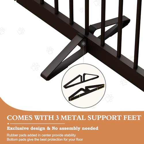 Freestanding Dog Gates with Door Walk Through (4 Panel 32" / Dark Brown)