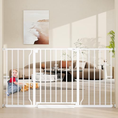 29" 55" Wide Baby Gate for Stairs & Doorways (White / 29-55"Wide, 30"Tall)