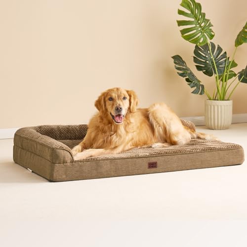 XXL Dog Bed Memory Foam (Camel / 48.0"L x 35.0"W x 7.5"Th)