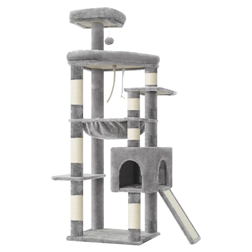 64.2" Heavy Duty Cat Tree for Large Cats with Wide Base HCT027W (64.2 inch / Light Gray)