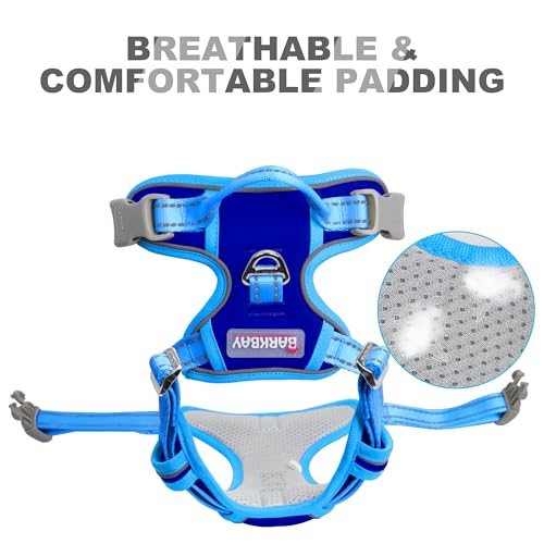 Dog Harness No Pull for Medium Sized Dog Front Back Clips (Medium(Chest:22.5-28") / Sapphire Blue & Blue)