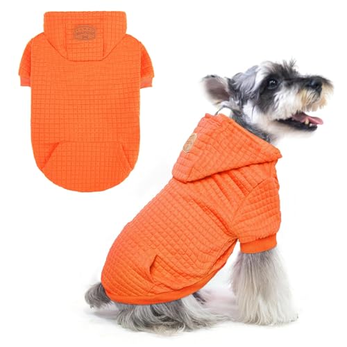 Dog Hoodies Sweater for Small Dogs (Orange / S (Back: 12",Chest: 16", Neck: 10"))