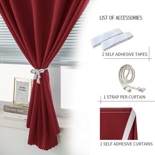 Self Adhesive Curtains (47"W x 79"L (Pack of 1) / Burgundy)