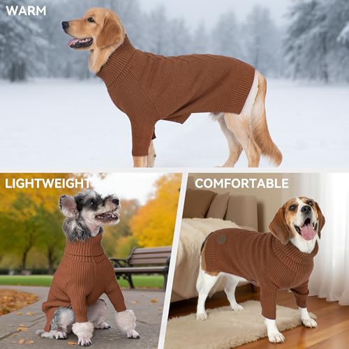Dog Sweater Long Sleeve Warm Sweaters for Small Dogs Boy Girl Cats (Brown / Medium)