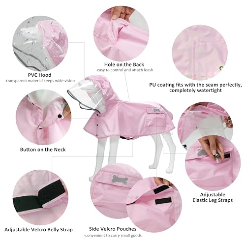 Waterproof Dog Raincoat (Light Pink / Medium)