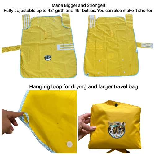 Extra Large Dog Yellow Rain Rover Raincoat with Half Hood XL