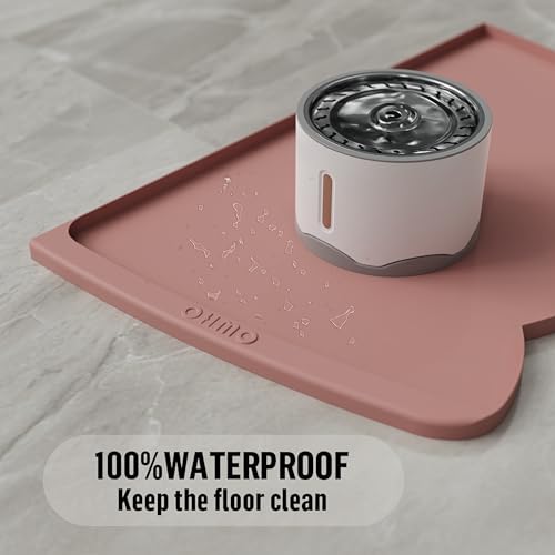 Large Dog Food Mat (24"L x 15"W / Rose)