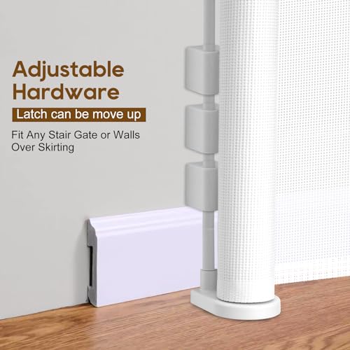 150 inch Reinforced Retractable Baby Gates 34 inch Tall (White / 34" Tall x 150" Wide)