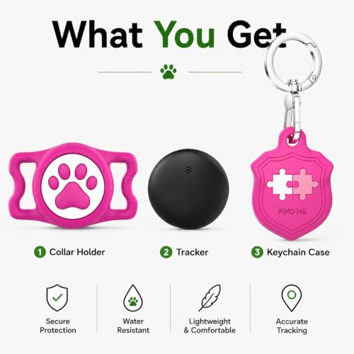 Dog Tracker with Apple Find My (Rose Red)