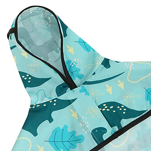 Dog Raincoat with Hood & Leash Hole S (Medium / Dinosaurs)