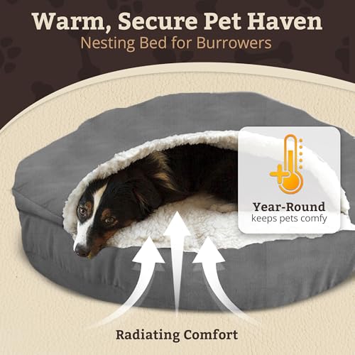Cozy Cave Dog Bed (35.0"L x 35.0"W x 8.0"Th / Heather Gray)