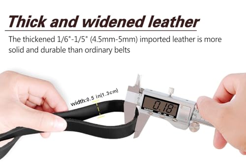 Leather Dog Leash 8ftx1 (8ft x 1/2'' / Black)