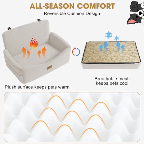 Dog Car Seat for Large Medium Sized Dogs Under 55 lbs (Beige / Medium/Large)