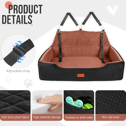 Large Dog Car Seat Under 100 lbs (Black/Brown)