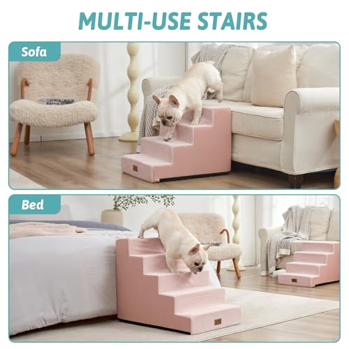 Dog Stairs for Small Dogs (Pink / 19.7x29.5x23.6 inch)