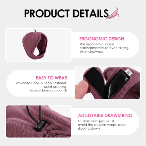 Dog Ear Muffs Noise Protection Thick Padded Dog Calming Hoodie (Purple / Large)