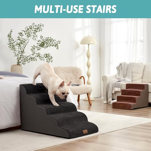 Extra Wide Dog Stair for Small Dog (Black / Extra Wide:19.7"x33"x22.4")