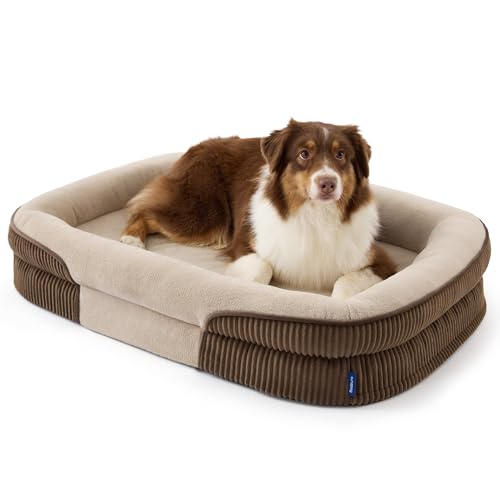 LPlus 360°Oval Bolster Orthopedic Dog Beds Large Sized Dog (Walnut / 38"lx28"wx7"th)
