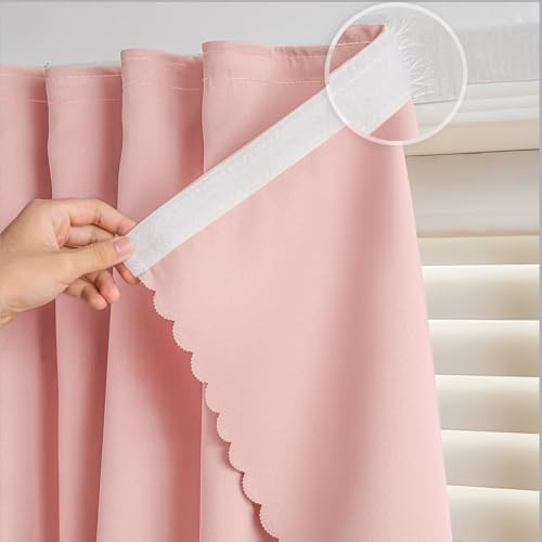 Magic Tape Stick on Curtains (47"W x 79"L (Pack of 1) / Pink)