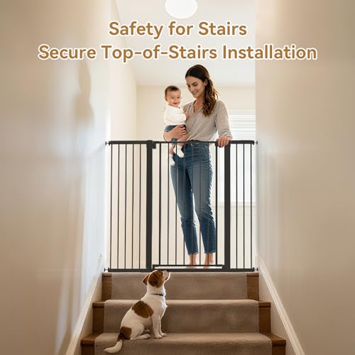 43 inch Tall Safety Dog Gate Adjustable 29.7 (Black / 29.7-45.2''W)
