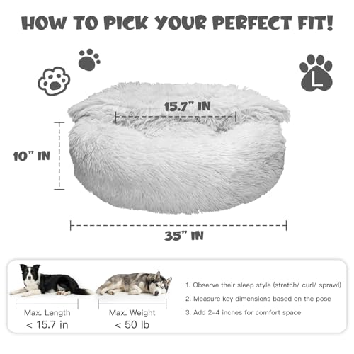 Covered Large Dog Bed with Blanket Attached Calming Burrow Light Grey (35.0"L x 35.0"W x 10.0"Th / Light Grey)