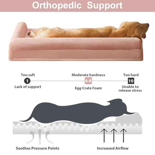 Orthopedic Washable XXL Dog Bed for Senior Dog Cozy Sleep (54"l x 36"w x 7"th / Pink)
