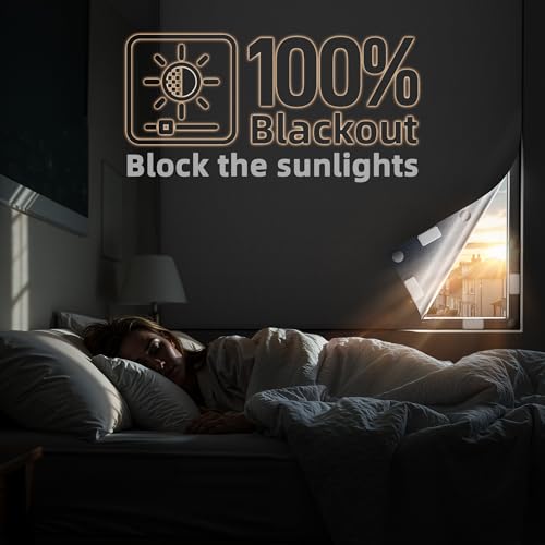 Magnetic Blackout Window Cover Portable 100% Blackout Curtains for Bedroom (White / 58"W x 100"H)