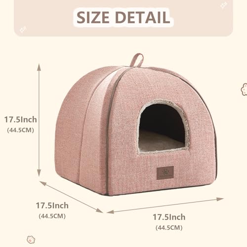 Cat Bed for Indoor Cats (Pink / L(17.5 x 17.5 x 17.5 Inch))