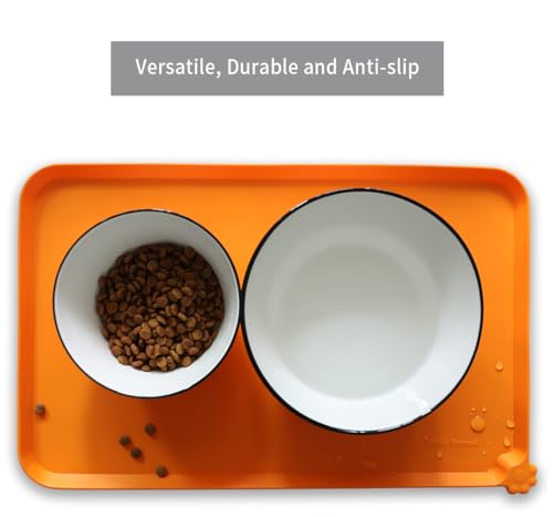Silicone Non Slip Pet Feeding Mats (19" x 12" / Orange)